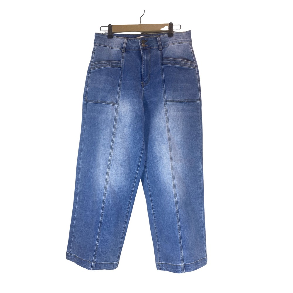 Lark & Grey Womens Wide Leg High‎ Rise Seam Detail Jeans Blue Size 16 JDBT8030-P